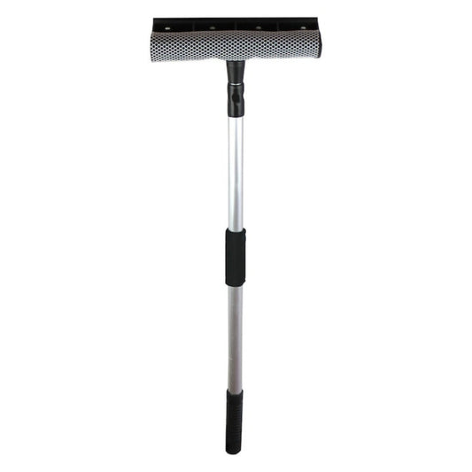 Perie pentru Spalat Geamuri cu Manere Extensibile Macvi® Telescopice din Aluminiu, 120 cm, 2 in 1, Stergator pentru Geamuri