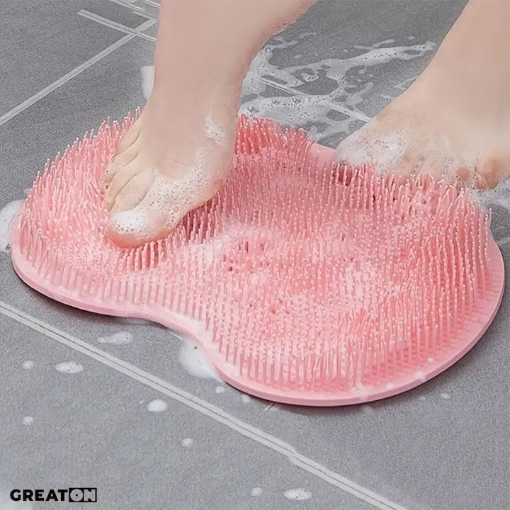 Covoras Masaj Picioare Macvi® pentru Dus sau Baie, Din Silicon Antiderapant, Roz, 30 x 25 cm