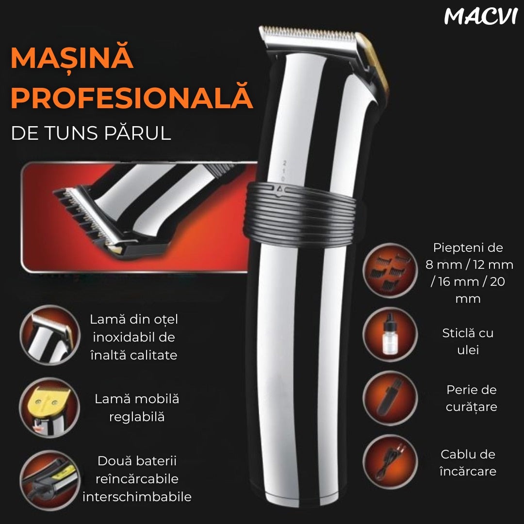 Aparat de tuns Macvi®, cu lame de precizie, design ergonomic, ideal pentru tunsul precis si confortabil, usor de manevrat si intretinut