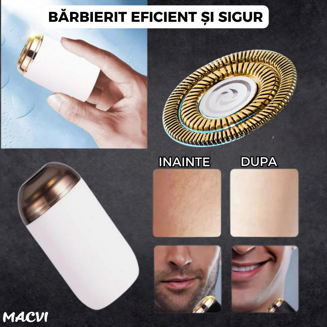 Mini aparat de ras portabil Macvi®, Depilare rapida si eficienta, incarcare USB, autonomie 60 minute, Alb