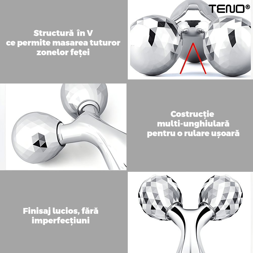 Dispozitiv lifting Teno, 2 role 3D, gri, pentru fata subtire, usor de utilizat