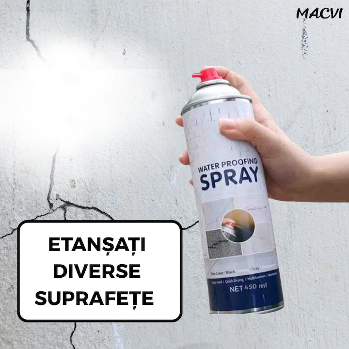 Spray Etansare Macvi® 450ml Hidroizolatie Rapida, Impermeabilizare Crapaturi, Protectie de Lunga Durata, Transparent