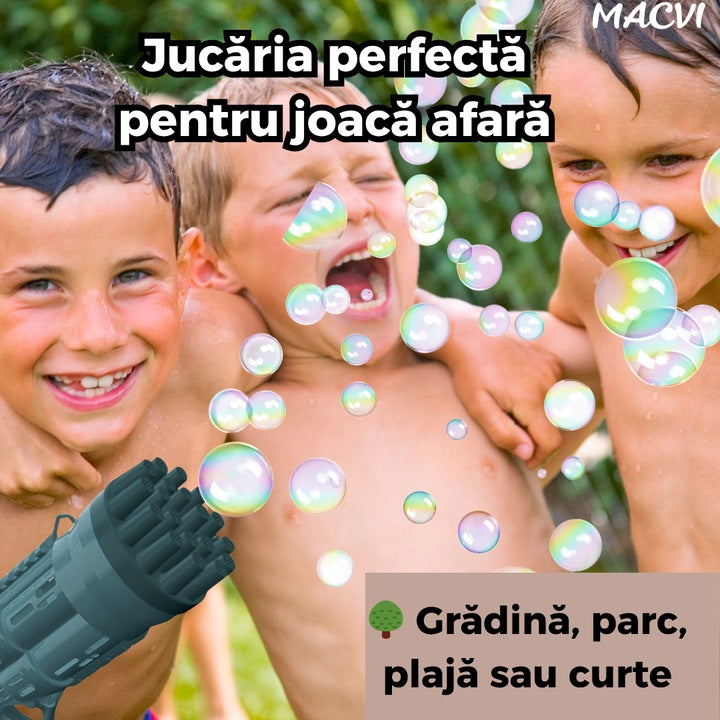 Pistol Bule Macvi® 24 Gauri, Structura Rezistenta din ABS, Tambur Rotativ, Efect Turbo, Jucarie Interactiva pentru Copii si Distractie in Aer Liber, Albastru inchis
