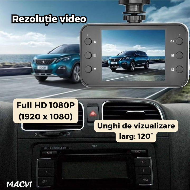 Camera Auto Macvi® DVR Full HD 1080P cu Ecran 2.7" Night Vision, Unghi Larg 140°, Card 32GB Inclus