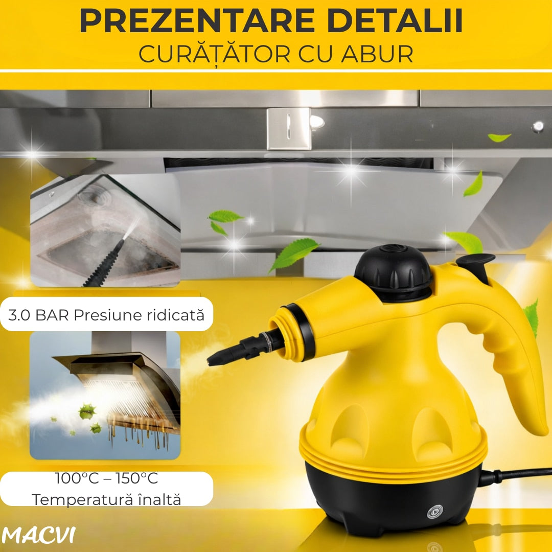Aparat de curatat cu aburi Macvi® cu maner 8 in 1 galben-negru”