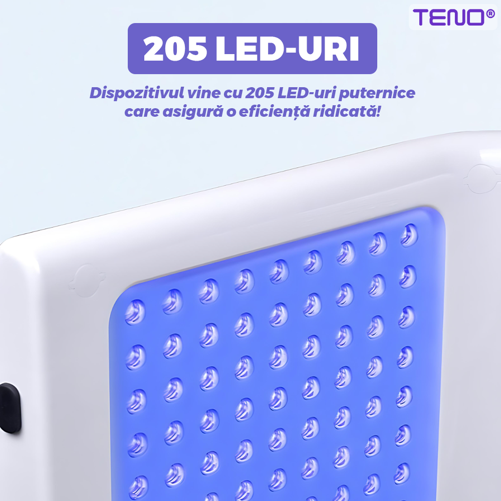 Dispozitiv de Infrumusetare cu Spray Teno®, 7 in 1, ingrijire faciala, tratament cu LED-uri cu 7 culori, intretinerea pielii, hidratare nano, pliabil, usor de utilizat, 205 LED-uri, alb