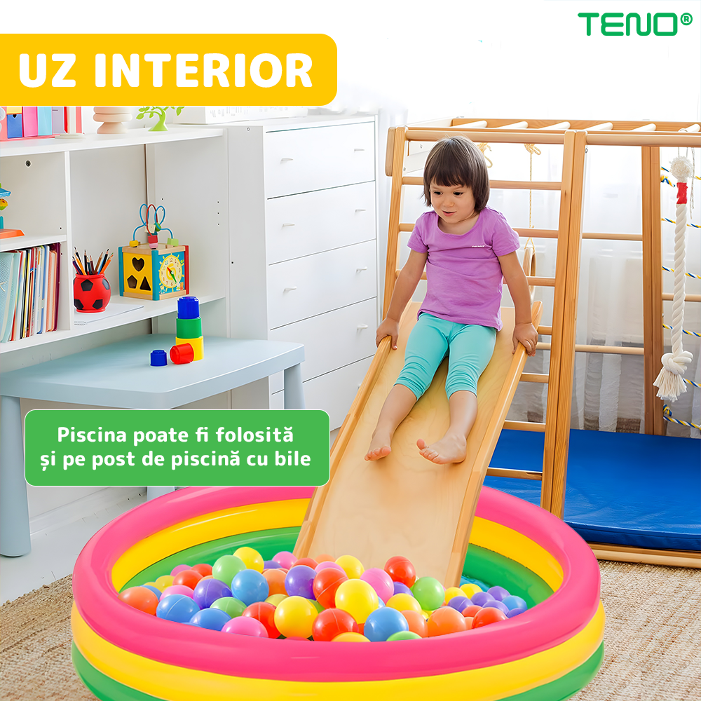 Piscina Gonflabila Pentru Copii Teno®, sunset glow, rezistenta, sigura pentru cel mic, uz interior/exterior, 90 x 23 cm, multicolor