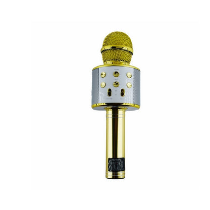 Microfon Karaoke Macvi® DS878, Metalic, Sunet de Calitate, Redare Card Memorie, Galben