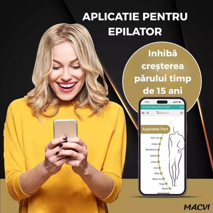 Aparat epilare Macvi® IPL profesional Tehnologie cu lumina pulsata pentru rezultate vizibile si durabile