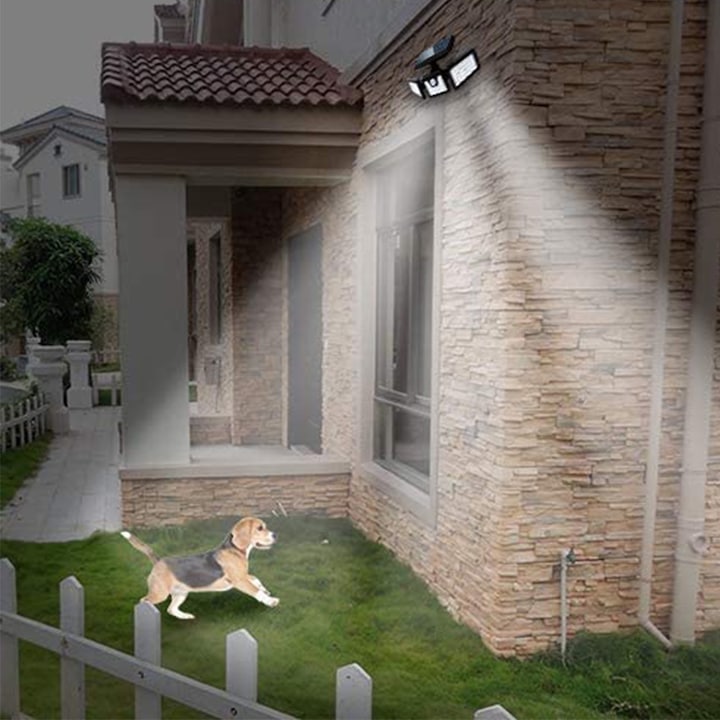 Lampa Solara 1725 Macvi® de Perete cu 74 LED-uri si Senzor Solar, 3000mAh, Rezistenta la Intemperii, IP65