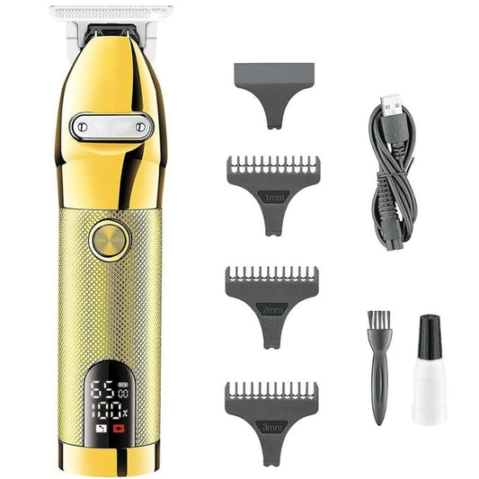 Set masina de tuns profesionala Macvi® contur barba si corp, 180 min autonomie, 6500 rpm, lama T 40 mm, perie fade si pieptene, USB