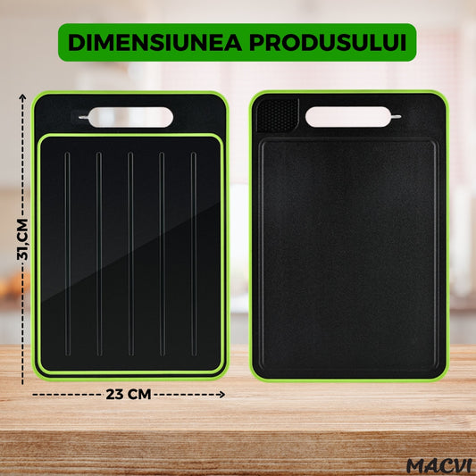 Tocator de Bucatarie 4 in 1 Macvi® pentru Dezghetare Rapida si Taiere, 31 x 21 x 1 cm