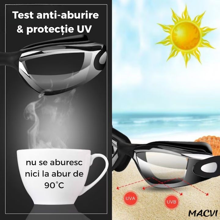 Set Inot Macvi® ochelari cu protectie UV anti-ceata dopuri urechi si clema nas inclusa