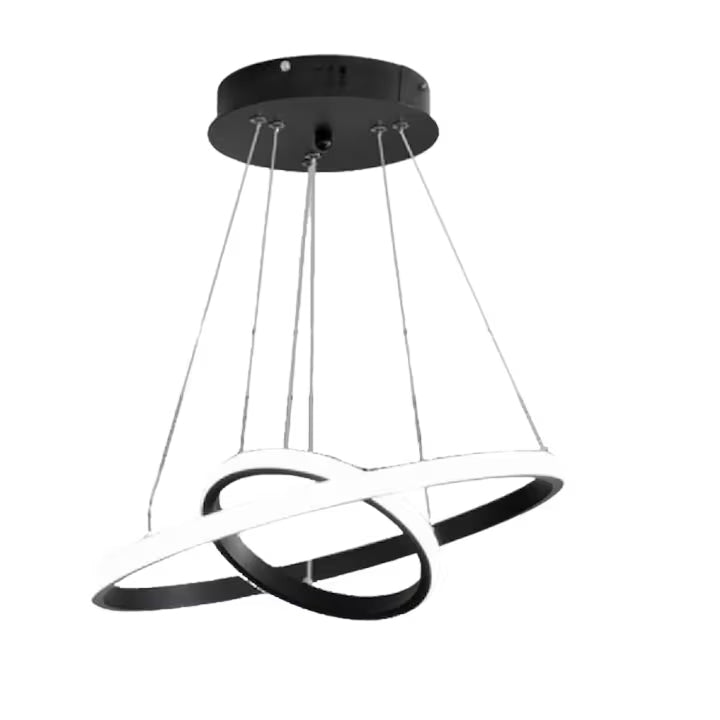 Lustra LED Macvi® Moderna 27W, Design Circular Minimalist, Ø20-40 cm, Alb Rece 6500K, 220V, Negru, pentru Living, Dormitor, Birou