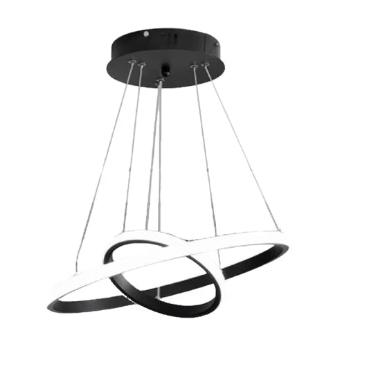 Lustra LED Macvi® Moderna 27W, Design Circular Minimalist, Ø20-40 cm, Alb Rece 6500K, 220V, Negru, pentru Living, Dormitor, Birou