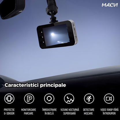 Camera Auto Macvi® DVR Full HD 1080P cu Ecran 2.7" Night Vision, Unghi Larg 140°, Card 32GB Inclus