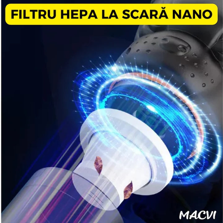 Aspirator Auto si de Birou Portabil Macvi® cu Functie de Suflare si Aspiratie, Mini, Putere Mare, Reincarcabil USB