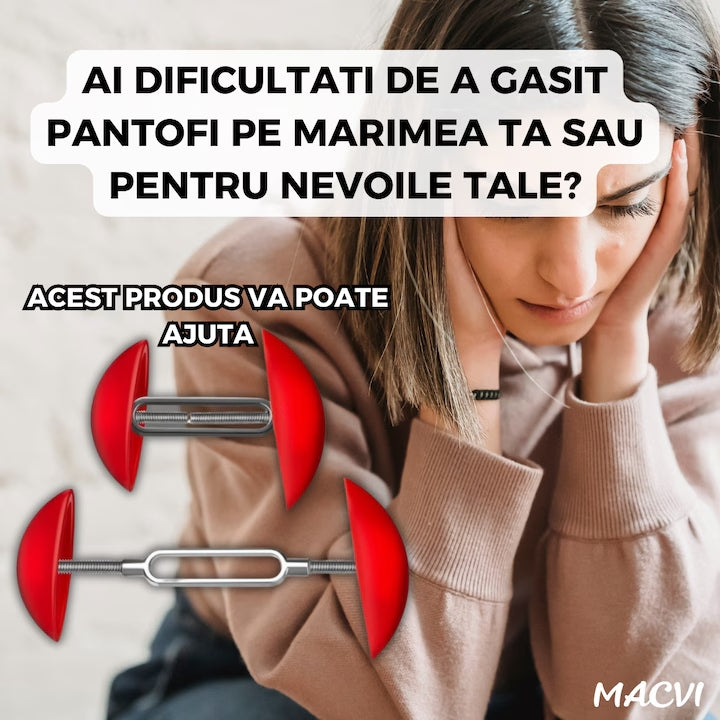 Set 2 Macvi® Dispozitive Largire Pantofi Reglabile Marimi 35-46 Plastic Metal Rosu
