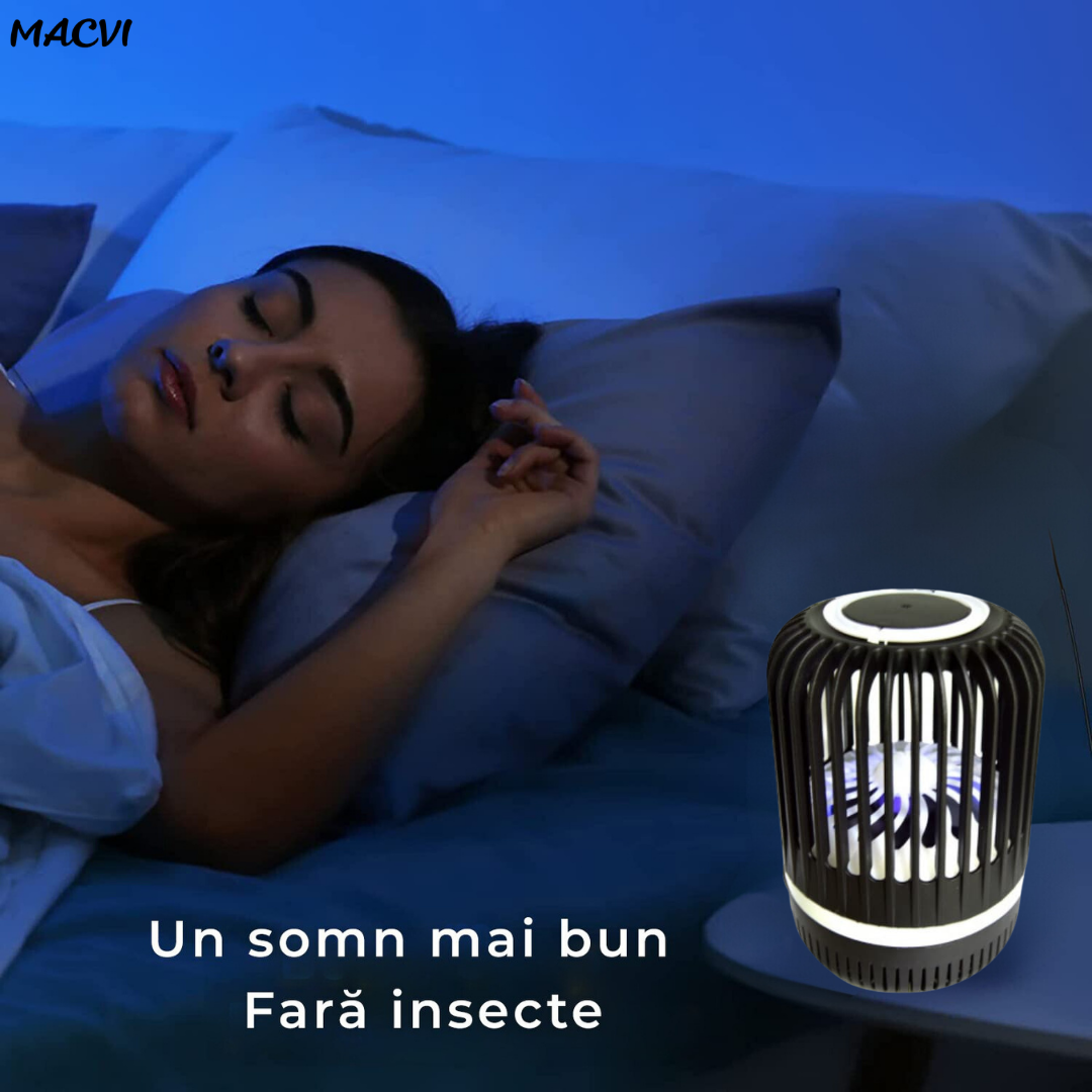 Lampa Anti-Insecte Macvi® cu LED UV, 5W, Raza de Actiune 20 m², Alimentare USB, Negru