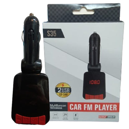 Modulator Auto FM Bluetooth Macvi® cu USB pentru Incarcare Telefon, Negru
