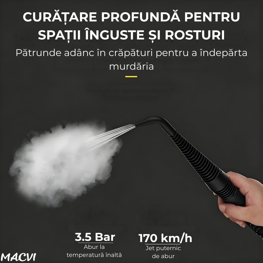 Aparat de curatat cu aburi Macvi® cu maner 8 in 1 galben-negru”
