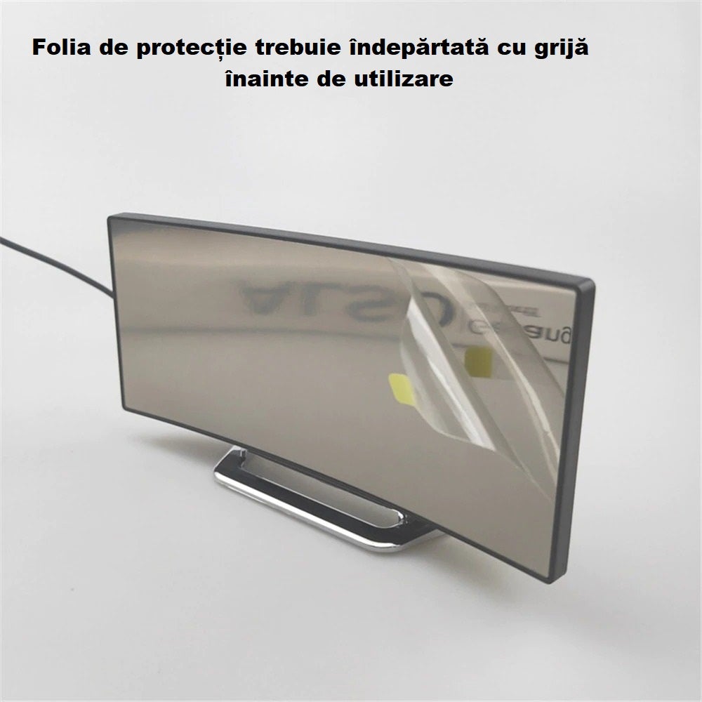 Ceas de masa tip oglinda Macvi® , model DT-6507, ecran LED curbat, afisare temperatura, Verde