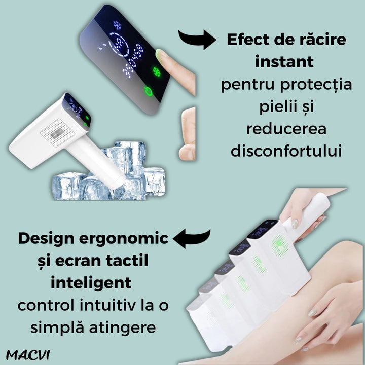 Aparat epilare Macvi® cu lumina IPL, Eficienta profesionala pentru uz acasa