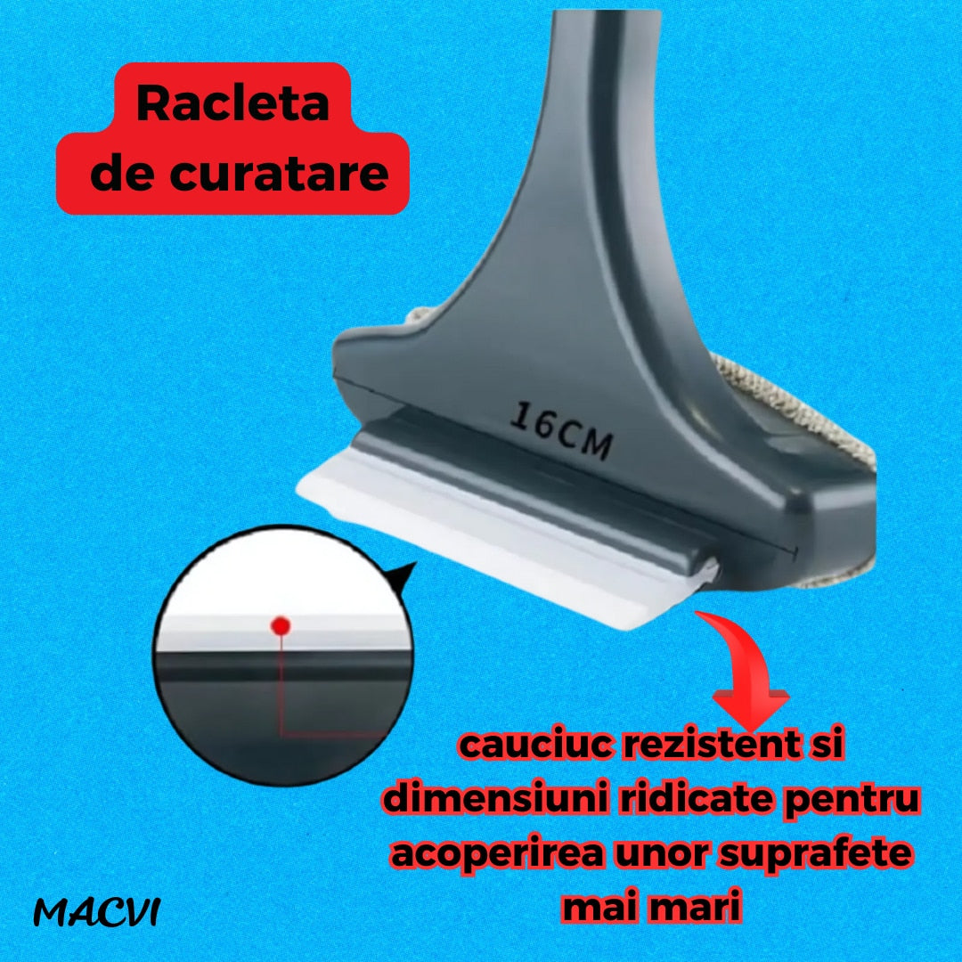 Racleta Macvi®, cauciuc, 46 x 15 cm, negru/galben, pentru curatarea rapida a sticlei si placilor