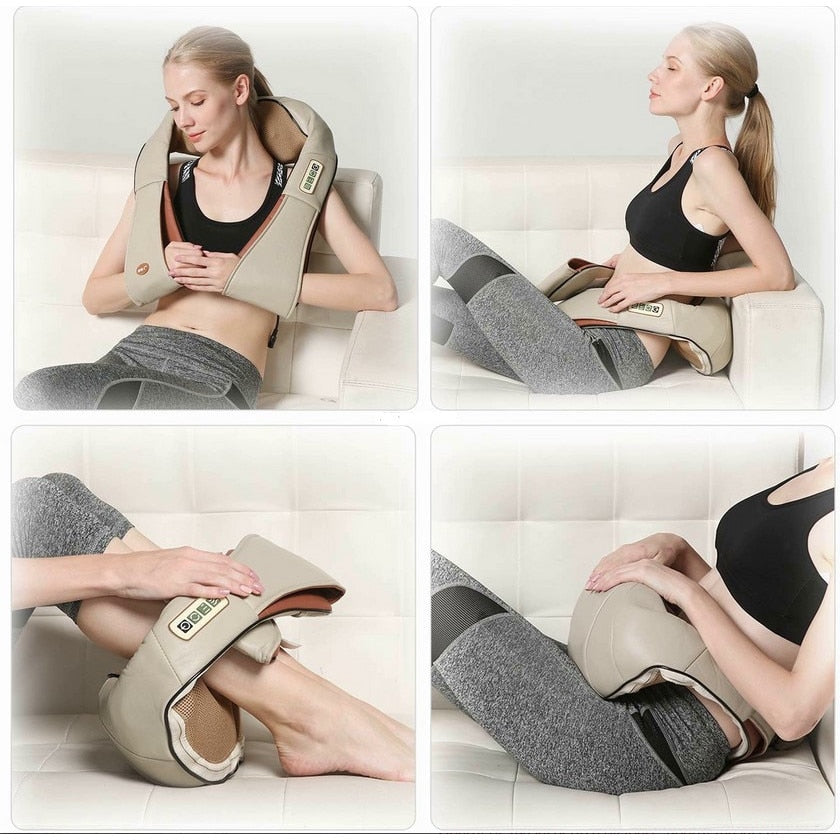 Aparat pentru Masaj Gat si Umeri cu Infrarosu Macvi®, Miscare Circulara, 24W, Bej
