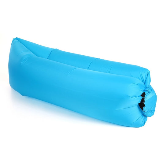 Saltea gonflabila tip sezlong Lazybag Macvi®, material rezistent, umflare fara pompa, pentru plaja/picnic/camping, rucsac de depozitare, 190 x 70 cm, Albastra