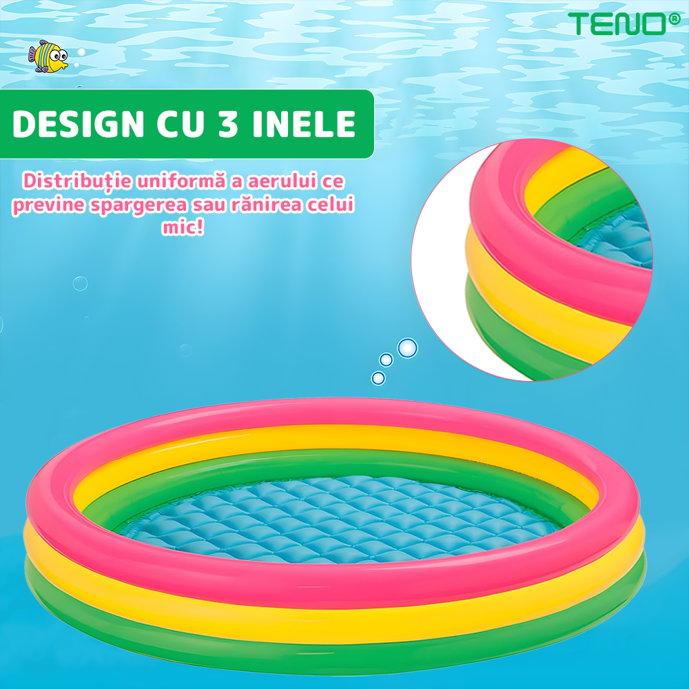 Piscina Gonflabila Pentru Copii Teno®, sunset glow, rezistenta, sigura pentru cel mic, uz interior/exterior, 90 x 23 cm, multicolor