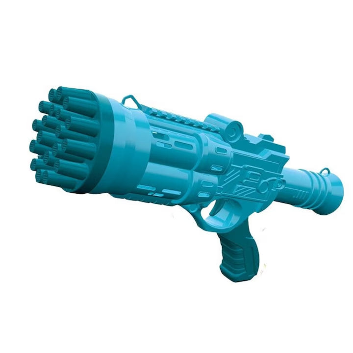 Pistol Bule Macvi® 24 Gauri, Structura Rezistenta din ABS, Tambur Rotativ, Efect Turbo, Jucarie Interactiva pentru Copii si Distractie in Aer Liber, Albastru deschis