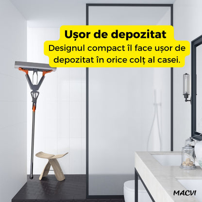 Mop absorbant telescopic Macvi®, alb, sistem de stoarcere simplu, burete usor de inlocuit, ideal pentru toate tipurile de podea