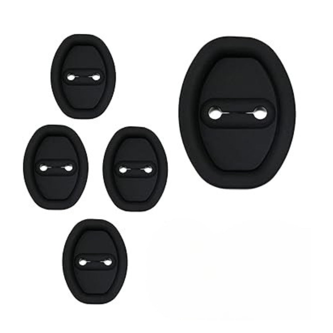 Set 4 protectii Macvi® pentru incuietori auto, capace din silicon pentru protectia si decorul usilor, negru