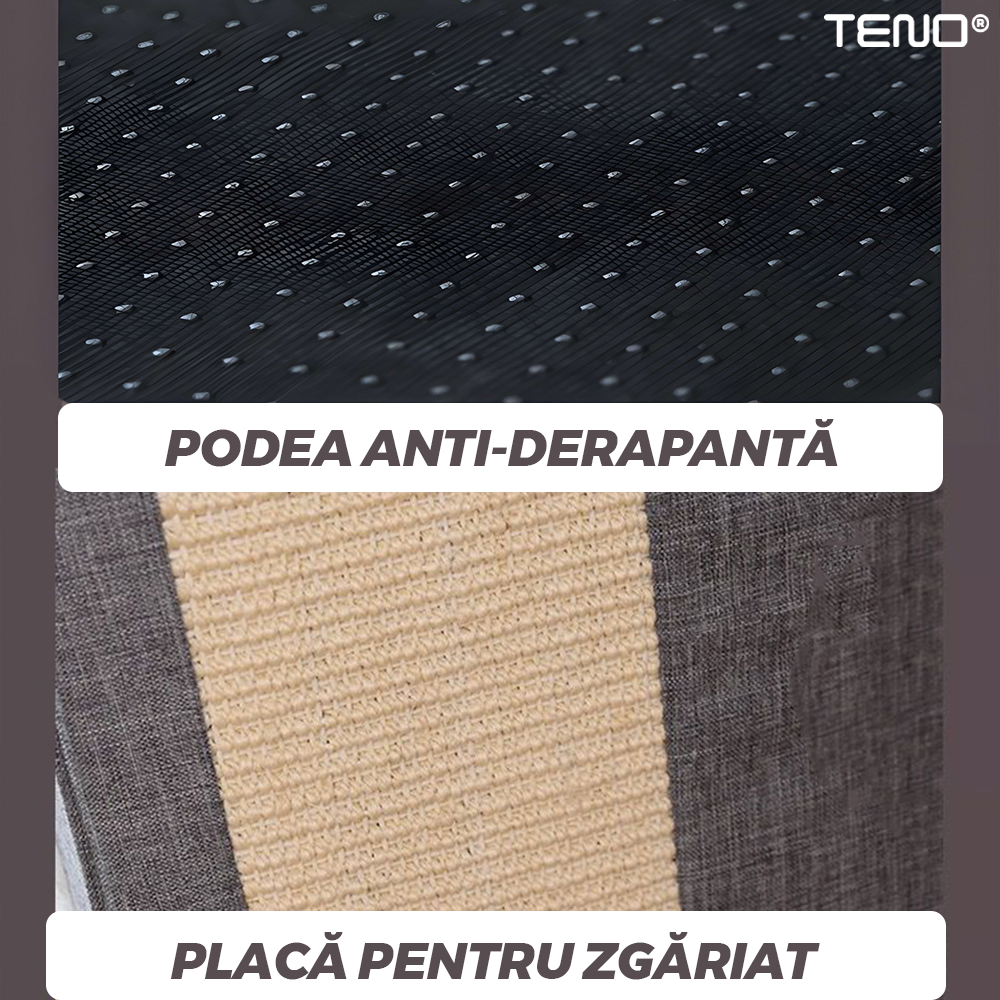 Casuta pentru Pisici Teno, pliabila, anti-alunecare, gri, 38x38cm
