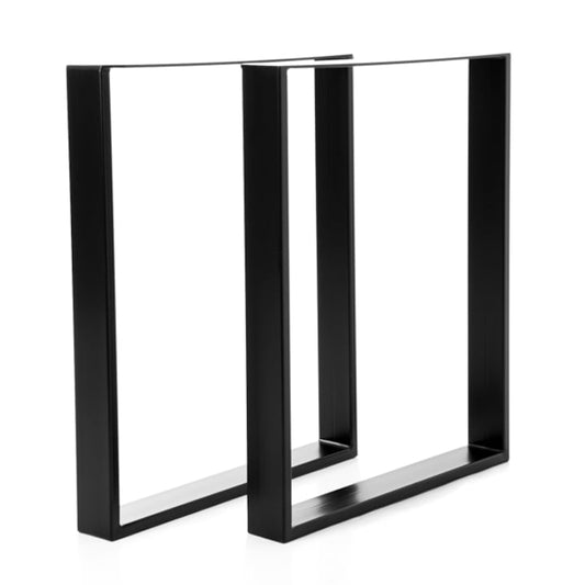 Set 2 Picioare Masa Macvi®, Profil Lat 80 mm, Metal Negru, 72x60x8 cm, Vopsire Electrostatica Premium, Design Industrial