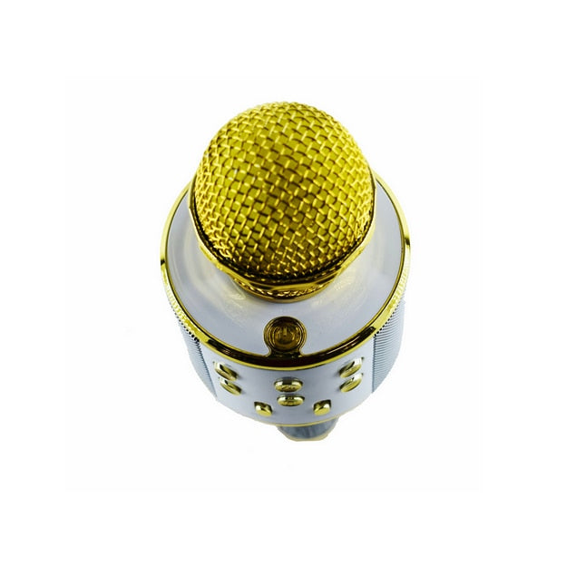 Microfon Karaoke Macvi® DS878, Metalic, Sunet de Calitate, Redare Card Memorie, Galben