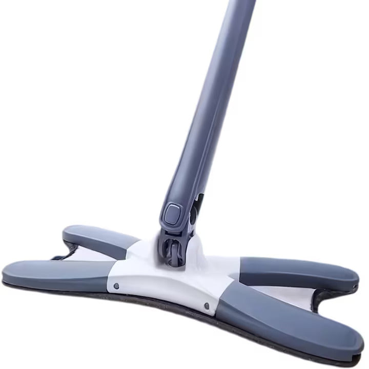 Mop Dreptunghiular Macvi® cu Stoarcere Integrata 2 Lavete Reutilizabile Microfibra, Cap Plat, Curatare Usoara Podele, Albastru