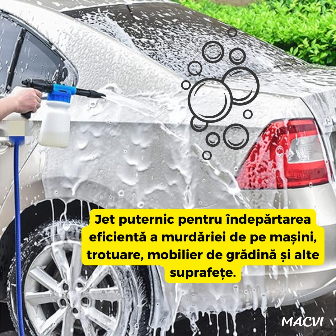 Pistol de spalat masina Macvi® cu recipient pentru solutie, presiune reglabila, conector rapid