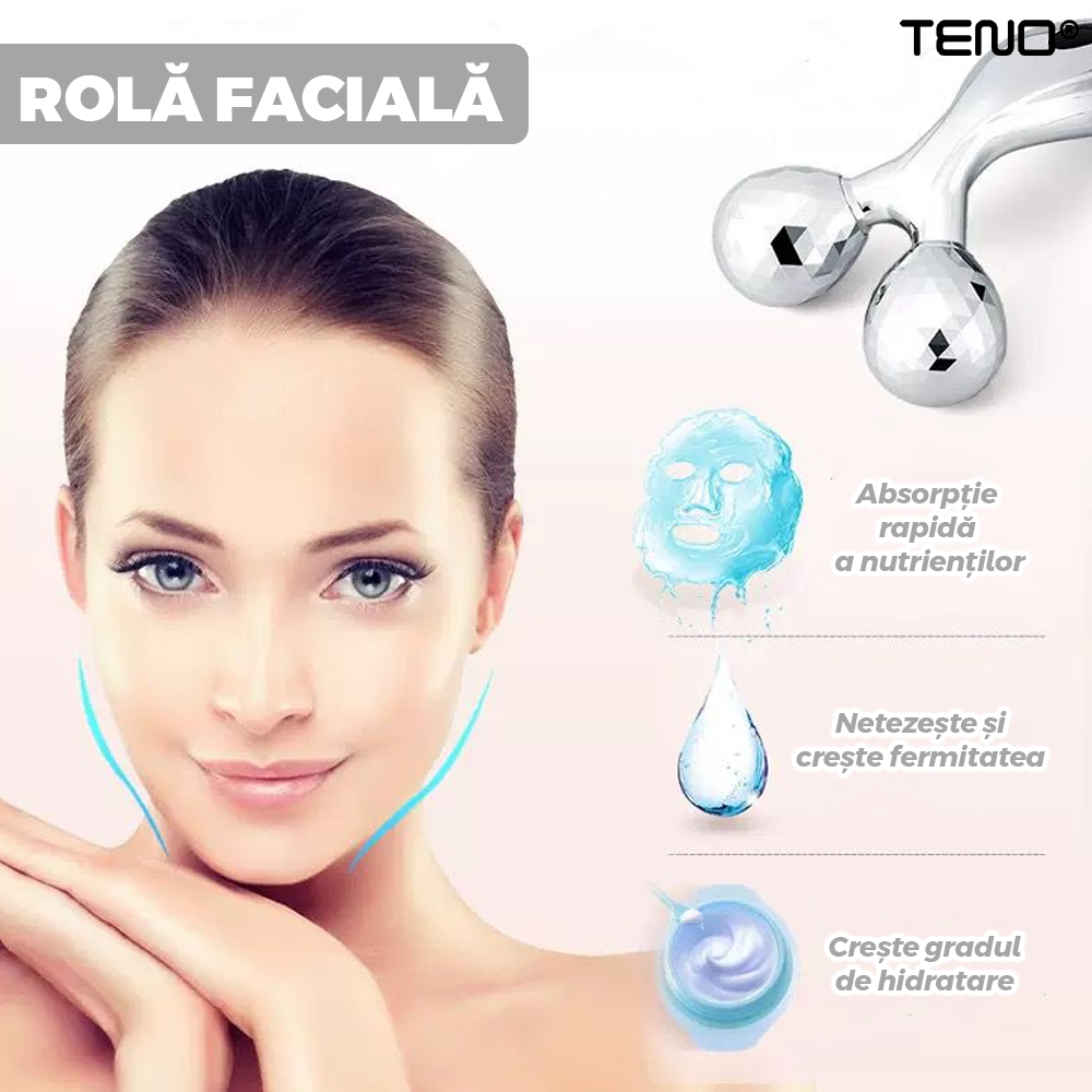 Dispozitiv lifting Teno, 2 role 3D, gri, pentru fata subtire, usor de utilizat
