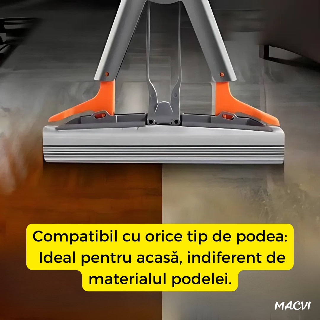 Mop absorbant telescopic Macvi®, alb, sistem de stoarcere simplu, burete usor de inlocuit, ideal pentru toate tipurile de podea