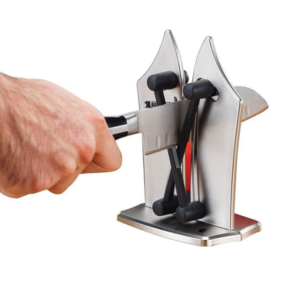 Ascutitor Manual Cutite, Macvi®, Profesional, Metal Otel, Carbura, Ergonomic, Rapid, Antialunecare, Bucatarie, Argintiu Negru