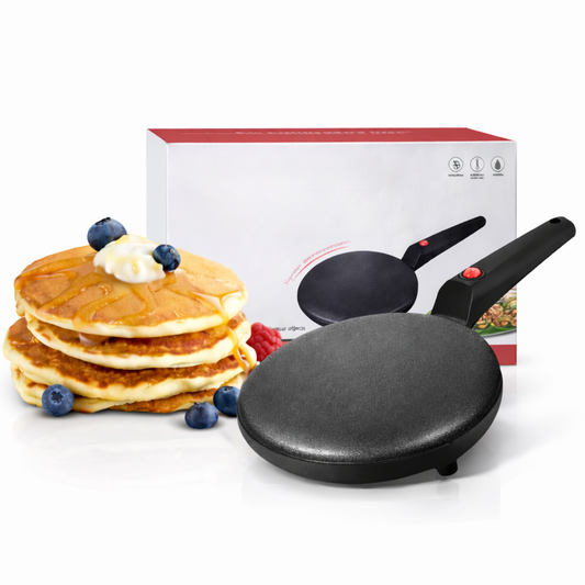 Tigaie electrica pentru clatite fara ulei Macvi® 600W antiaderenta diametru 20 cm cu termostat automat si maner ergonomic