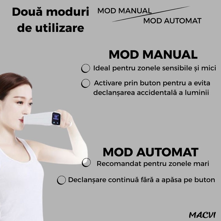 Aparat epilare Macvi® cu lumina IPL, Eficienta profesionala pentru uz acasa