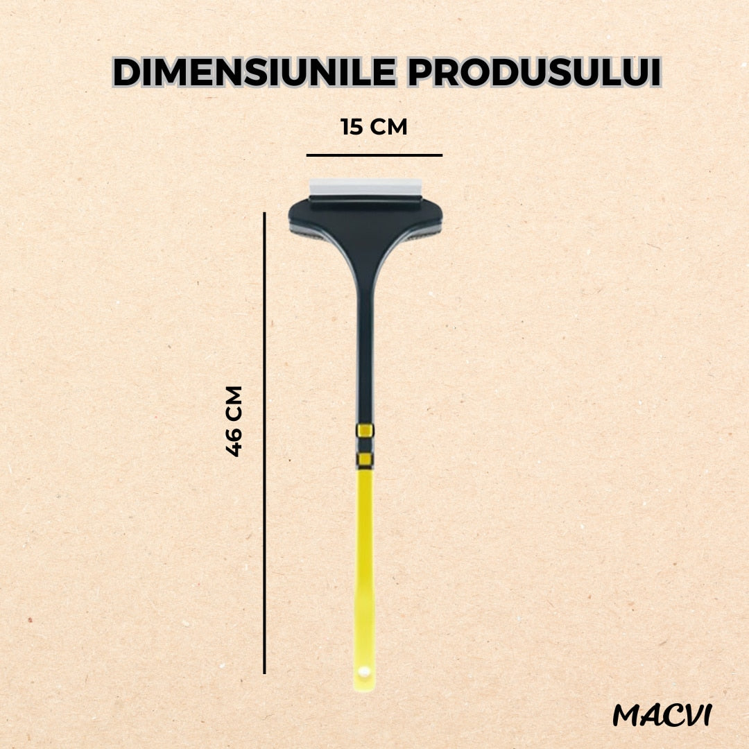 Racleta Macvi®, cauciuc, 46 x 15 cm, negru/galben, pentru curatarea rapida a sticlei si placilor