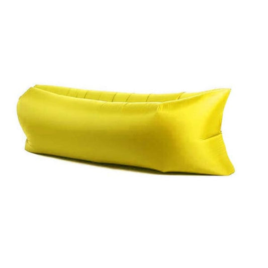 Saltea gonflabila tip sezlong Lazybag Macvi®, material rezistent, umflare fara pompa, pentru plaja/picnic/camping, rucsac de depozitare, 190 x 70 cm, Galben