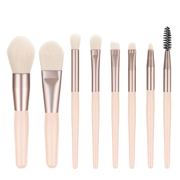 Set 8 Mini Pensule pentru Machiaj Teno®, machiaj profesional/incepatori, portabile, crem