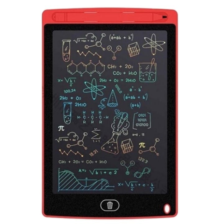 Tableta LCD pentru Scris si Desen Macvi® 8.5 Inch Color cu Stilou Inclus Buton Stergere Blocare Ecran Copii Rosu