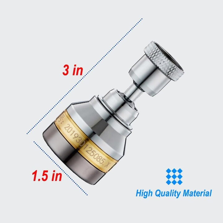 Prelungitor flexibil robinet Macvi® 360° 3 moduri jet economisire apa anti calcar alama inox 7.5 cm argintiu