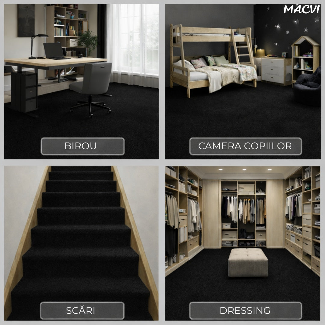 Mocheta scari Macvi® dale autoadezive 60x60 cm, 1 buc. mocheta textila, ajustabila, montaj rapid fara unelte, curatare usoara, potrivita pentru scari, camera copiilor, dressing, aplicare rapida